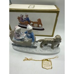 Paul Sebastian Porcelain Figurine Sleigh‎ Ride High Gloss Classic Winter